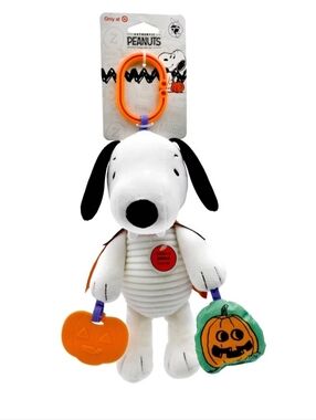 Peanuts Snoopy Vampire Halloween Baby Infant Plush Rattle Teether Toy with Clip